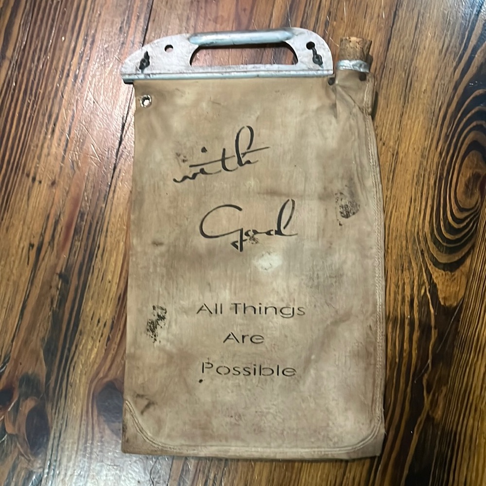 Vintage Water Canteen , Primitive Home Decor